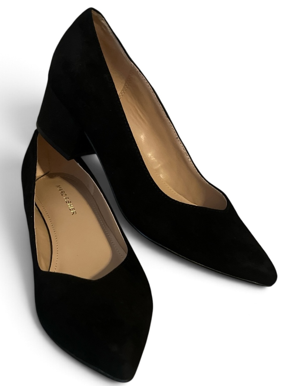 Marc Fisher Caitlin Black Suede Pointy Toe Pumps